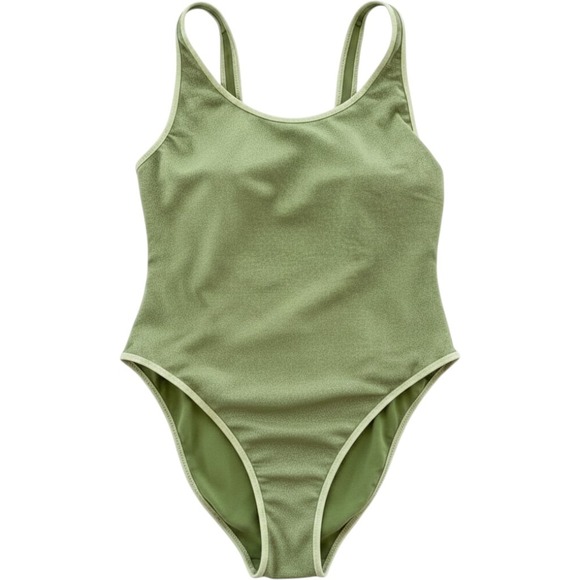 Noelani Other - FE Noel Target Sage Green Metallic Shimmer High Leg One Piece Swimsuit Medium